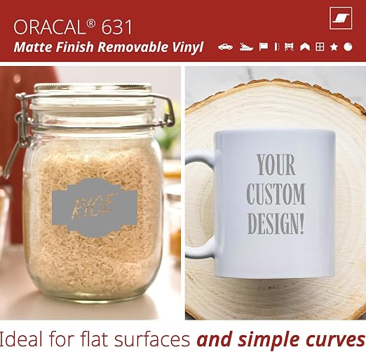 ORACAL 631 Matte Grey Vinyl Durable Roll Easy to Weed Permanent Adhesive Craft - Image 2