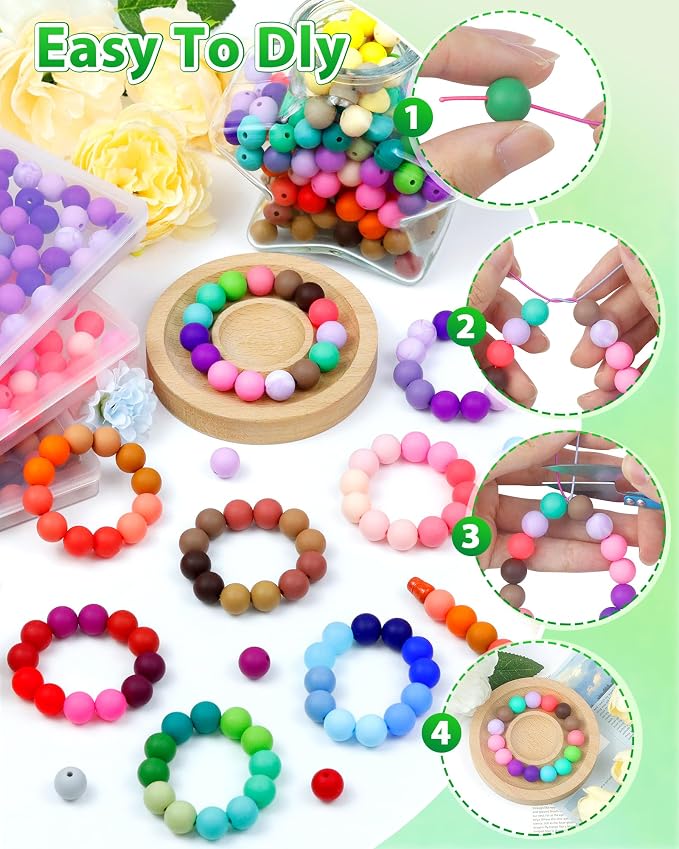 160PCS FIVEIZERO 12mm Silicone Beads - Image 4
