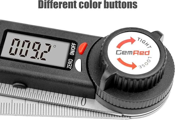 GemRed 82305 Digital Angle Finder Protractor-Stainless steel | white&red button - Image 2