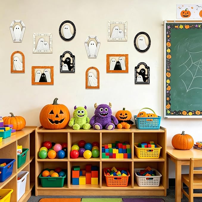 12 Sets Halloween Crafts Kit, Wood Ghost DIY Frames Decoration, Unfinished - Image 7