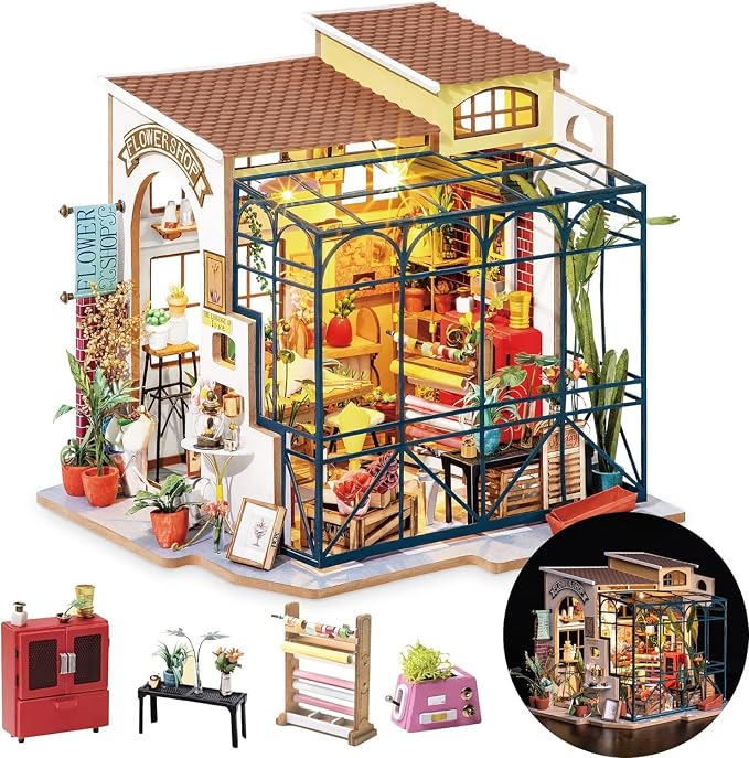 Rolife DIY Miniature House Kit Flower Shop, Tiny House Kit by Rolife