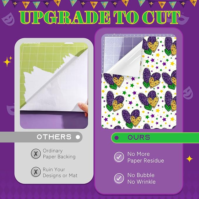 Tintnut Mardi Gras Permanent Vinyl 12 Sheets 12''x10'' Adhesive Vinyl | Shrove - Image 4