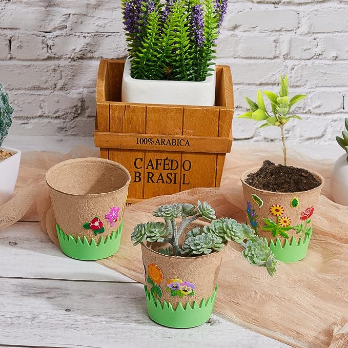 Jecery 30 Sets Garden Paper Craft Kit DIY Foam Flower Pots, Flower Planting and - Image 5