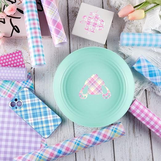 Tintnut Easter Permanent Vinyl 10Pcs 12"x10" Pink Plaid Adhesive Vinyl | Spring - Image 7