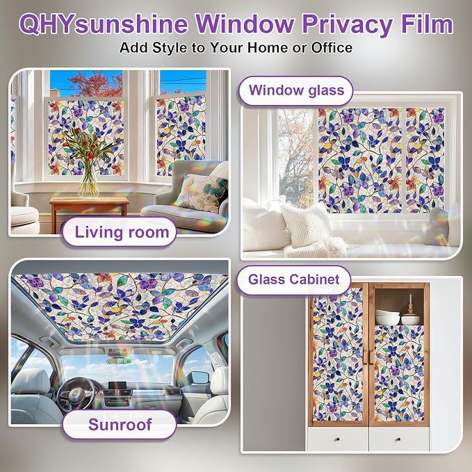 Stained Glass Window Privacy FilmDecorative Rainbow Static Clings -ldeal - Image 6