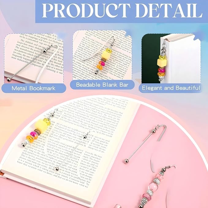 Dunzoom 8 Pcs Beadable Bookmarks DIY Metal Blank Bar Bookmark - Image 4