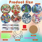 ijbnhd 8 PCS Christmas Diamond Art Coasters Kit Diamond Painting Coasters | - Image 3