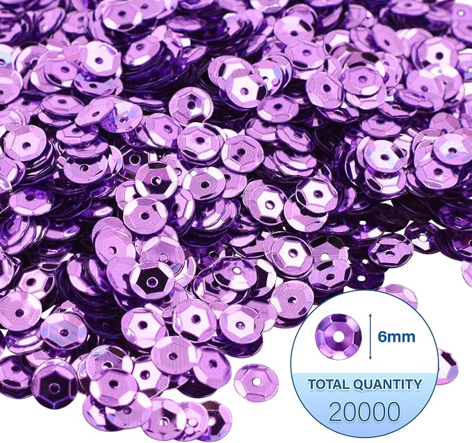 Mandala Crafts 6mm Cup Round Lavender Sequins - Image 3