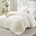 CozyLux King Size Comforter Set Ivory Seersucker 7 Pieces Bed in a Bag King by CozyLux
