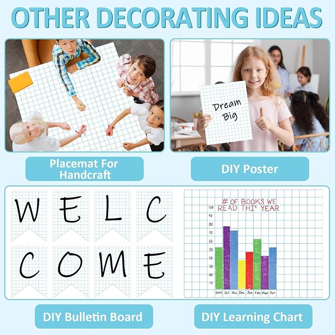 Qyeahkj Blue Checked Bulletin Board Paper Roll Blue White Bulletin Board - Image 5