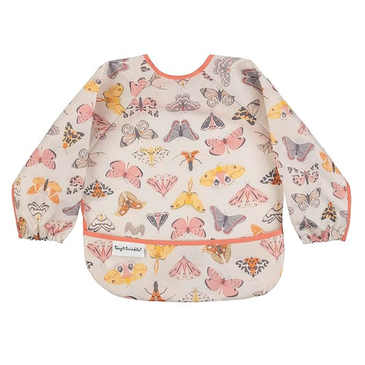 Tiny Twinkle Long Sleeve Bib for Babies & Toddlers – Waterproof Smock Bib for Eating – Machine Washable & Mess-Proof, Baby Feeding Essential & Shower Must-Have(Flutter, 2-4Y)