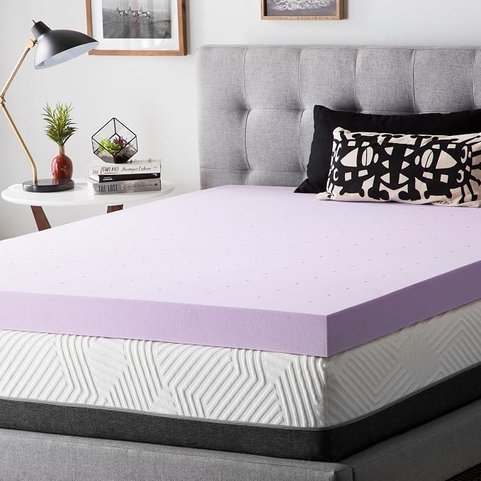 Lucid 4 Inch Lavender Memory Foam Mattress Topper, Twin XL Size – Essential Oil - Image 7