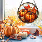 DASTOLL Stained Glass Window Hanging, Pumpkin Maple Leaf Suncatcher - Image 5