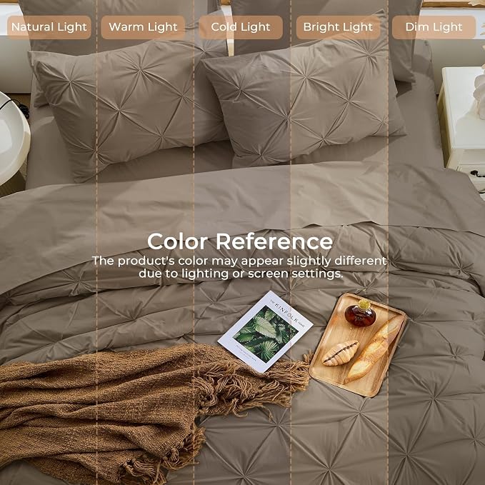 Sasttie California King Comforter Set, 7-Piece Bed in a Bag Cal King, Pintuck - Image 8