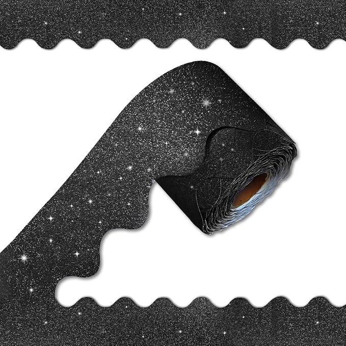 70Ft Shine Black Bulletin Board Borders，Scalloped Poster Boards Decorations Trim by Unknown