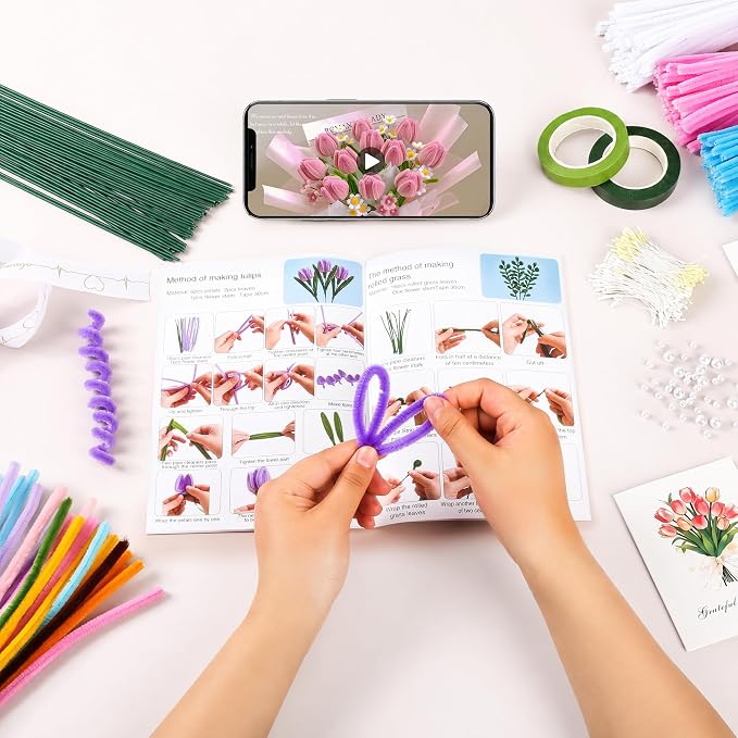 800PCS Pipe Cleaners Flower Kit, Thick Green Pipe Cleaner Bulk Craft | 16 - Image 3