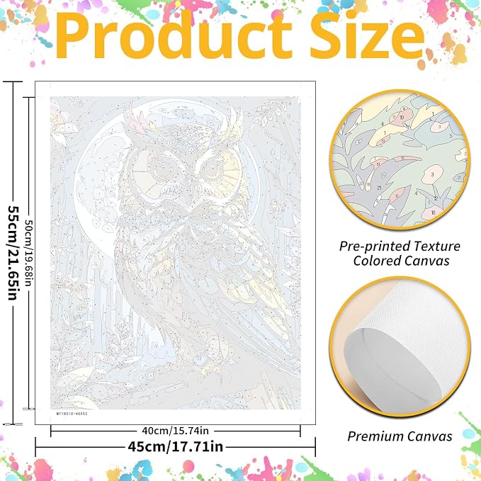Paint by Numbers Kit for Adults, Owl Paint by Numbers Kit for Adults Beginners - Image 3