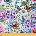 Spring Flowers Fabric by The Yard Sofas, Village Florals Birds Butterflies by CastleFairy