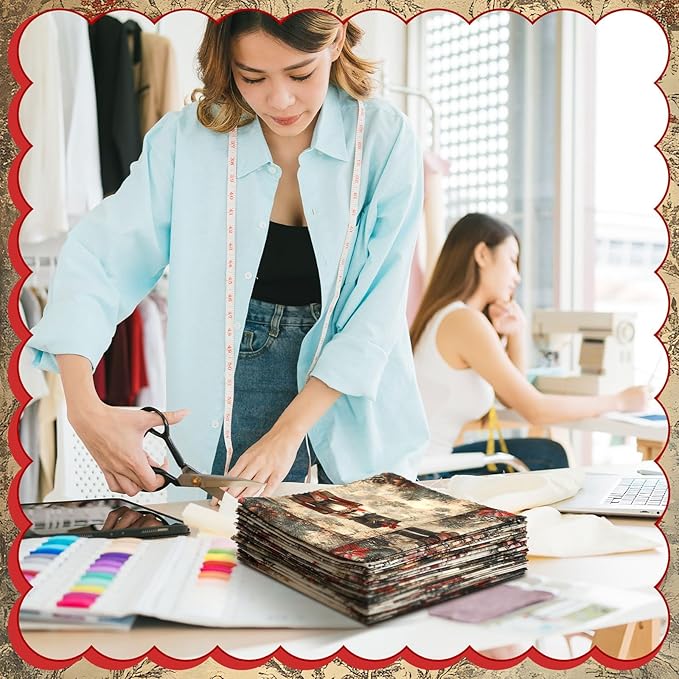 HunnmingRe 20 Pcs 10''x10'' Vintage Red Christmas Quilting Fabric Square Bundle - Image 4