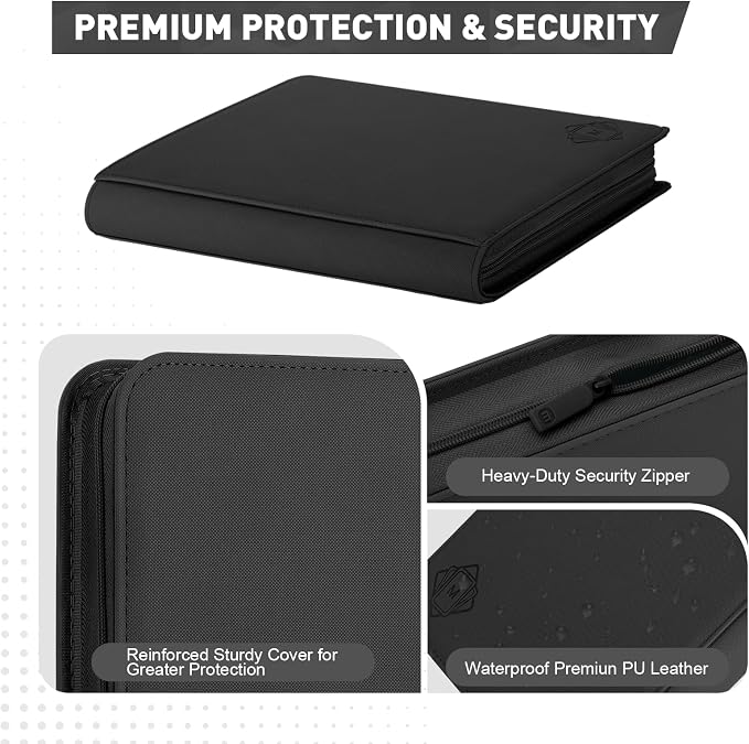 Premium Card Binder 12 Pocket for 720 Pockets Trading Card Binder, PU Zipper - Image 6