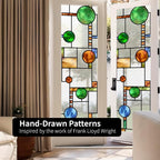 Original Hand Drawn Faux Stained Glass Window Film Double-Sided Texture Static - Image 6