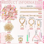 VioraWhite 457 Pcs Pink Charms Lip Gloss Keychain Making Kit, DIY Craft - Image 2