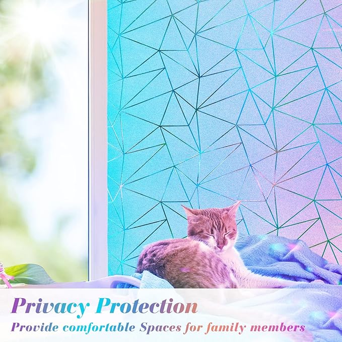 Coavas Rainbow Window Privacy Film, Frosted Glass Static Cling, Decorative - Image 2