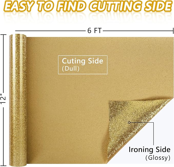 ​TORC Gold Glitter HTV Gold Heat Transfer Vinyl HTV Rolls - Image 3