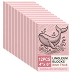 SGHUO 12pcs 4"x6" Pink Rubber Linoleum Blocks by SGHUO