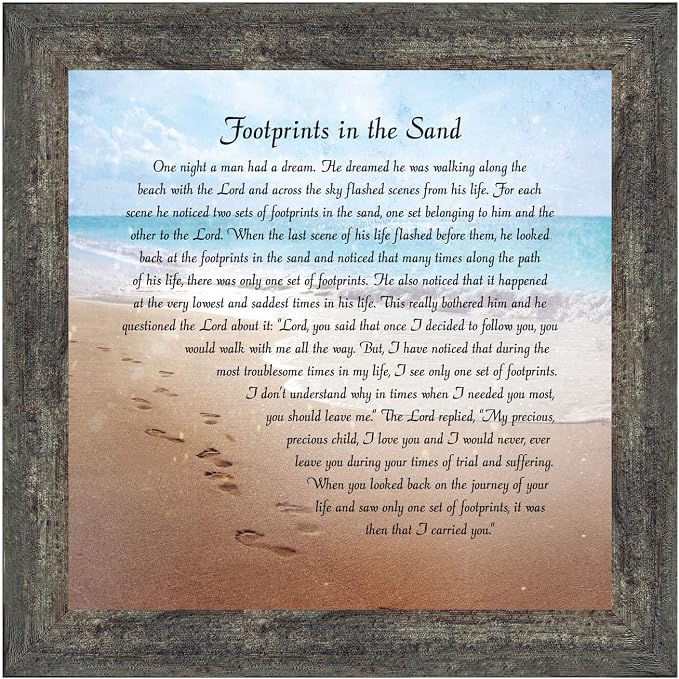 Footprints in the Sand Inspirational Wall Art, Beach Decor, Christian Gifts - Image 2