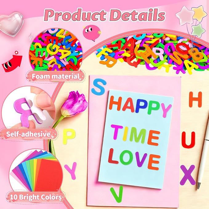 1440 Pcs Foam Letter Stickers, 10 Colors 1 Inch 3D Self-Adhesive EVA ABC - Image 4