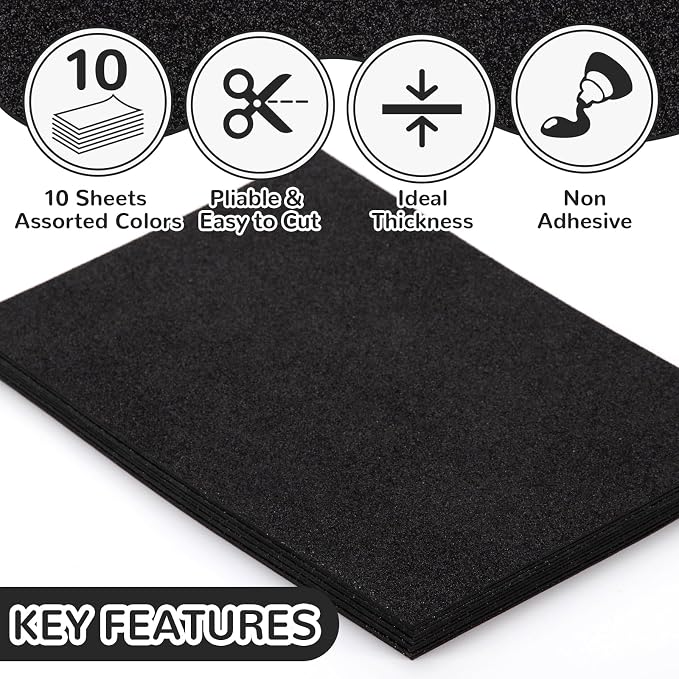 10 Pack Glitter Foam Sheets Craft 8 x 12 inch | Sparkles Foam Paper - Image 3