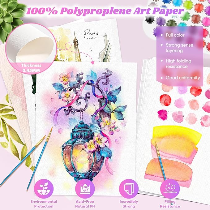 128 Sheets Watercolor Paper Bulk, 140lb/300gsm, - Image 3