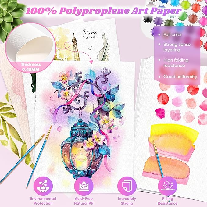 100 Sheets Watercolor Paper, Drawing Paper | White 140lb/300g Cold Pressed - Image 3