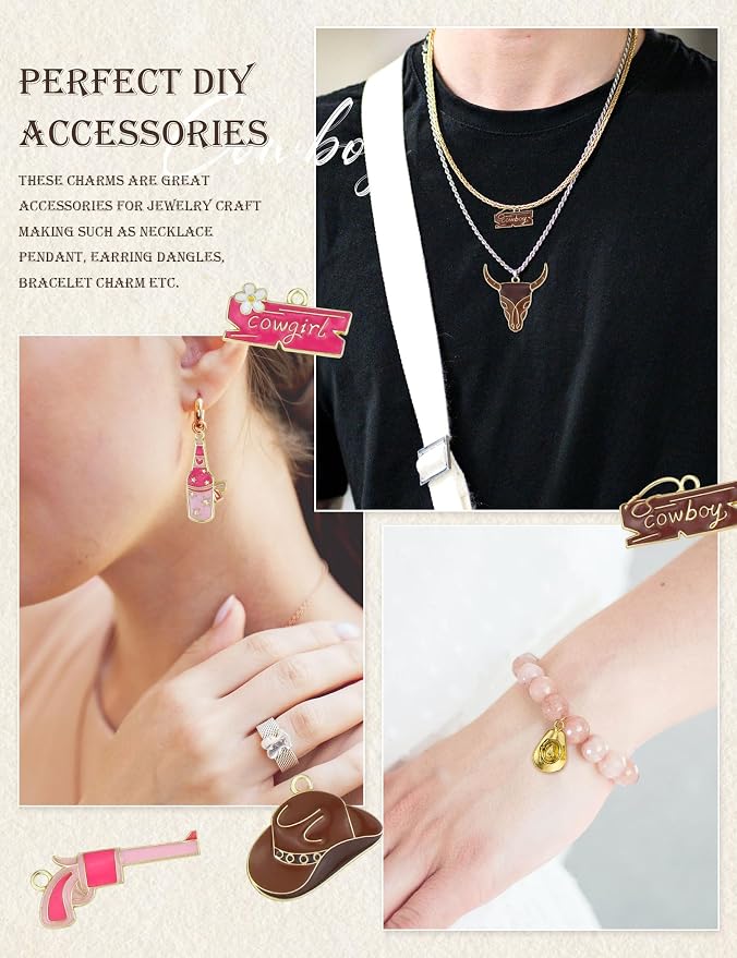 YETOOME 60pcs Western Cowboy & Cowgirl Charms - Image 6