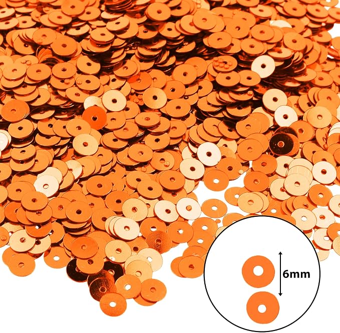 Mandala Crafts 6mm Flat Round Orange Sequins - Image 3