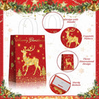 Kolldenn 24 Pcs Christmas Party Favors Bags Red and Gold Christmas Goodie Gift - Image 3