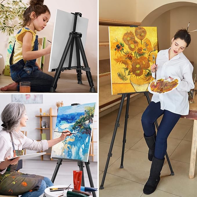 Art Painting Artist Easel Stand, Portable Adjustable Aluminum Metal Tripod - Image 2