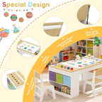 Kids Art Table and 2 Chairs Set, Wooden Craft Desk - Image 5