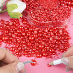 NACHLYNN 6480 Pcs Flat Back Pearl 7 Sizes Red Half Round Beads - Image 4