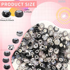 Large Hole Beads Spacer Beads Black Assorted European Craft Big Beads Large - Image 2