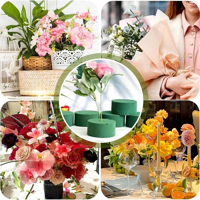 6 Pcs Round Floral Foam Blocks, Artificial Fresh Flower Plant Arrangements Foam - Image 6