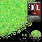 5000pcs 3mm Resin Rhinestones Bulk, Fluorescent Green AB Flatback Round Jelly - Image 2