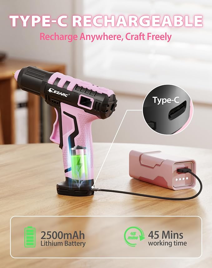 EZARC Cordless Hot Glue Gun, 15s Heating Fast Glue Gun Kit - Image 4
