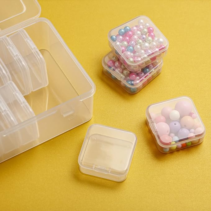 Mathtoxyz Small Bead Organizers, 14 Pieces Plastic Storage Cases Mini Clear - Image 3