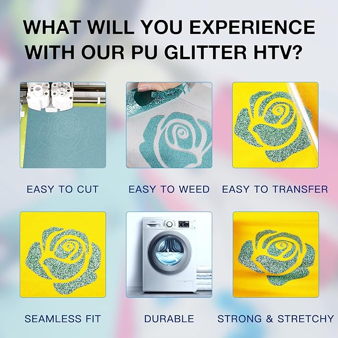 HTVRONT Glitter HTV Heat Transfer Vinyl Rolls - Image 3