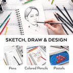 ARTEZA Spiral Sketch Book 5.5x8.5 Drawing Pad 3 Pack 200 Sheets Sketch Pads - Image 2