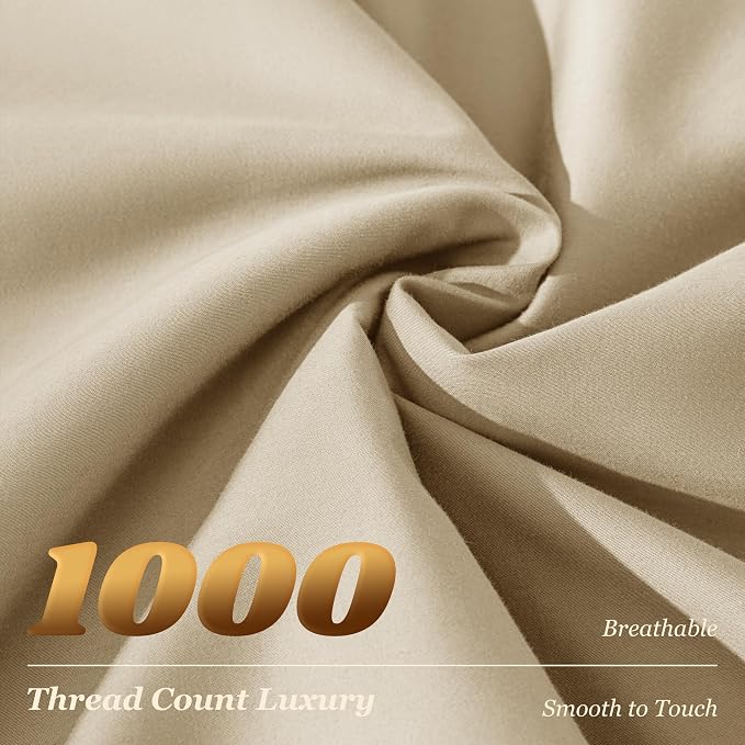 LBRO2M 100% Cotton Sheets Set Deep Pocket 19", 1000 Thread Count Full Size 4 - Image 4