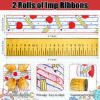 2 Rolls Back to School Wired Edge Ribbons, 12 Yards Apple Pencil Stripe - Image 2