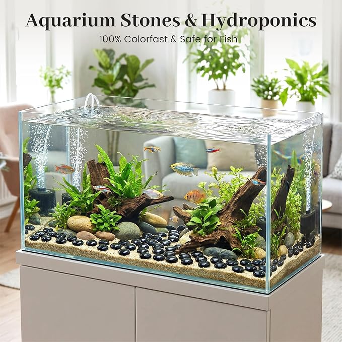 FUTUREPLUSX 1LB Black Flat Glass Marbles, Glass Pebbles Vase Filler, Dark Beads - Image 5
